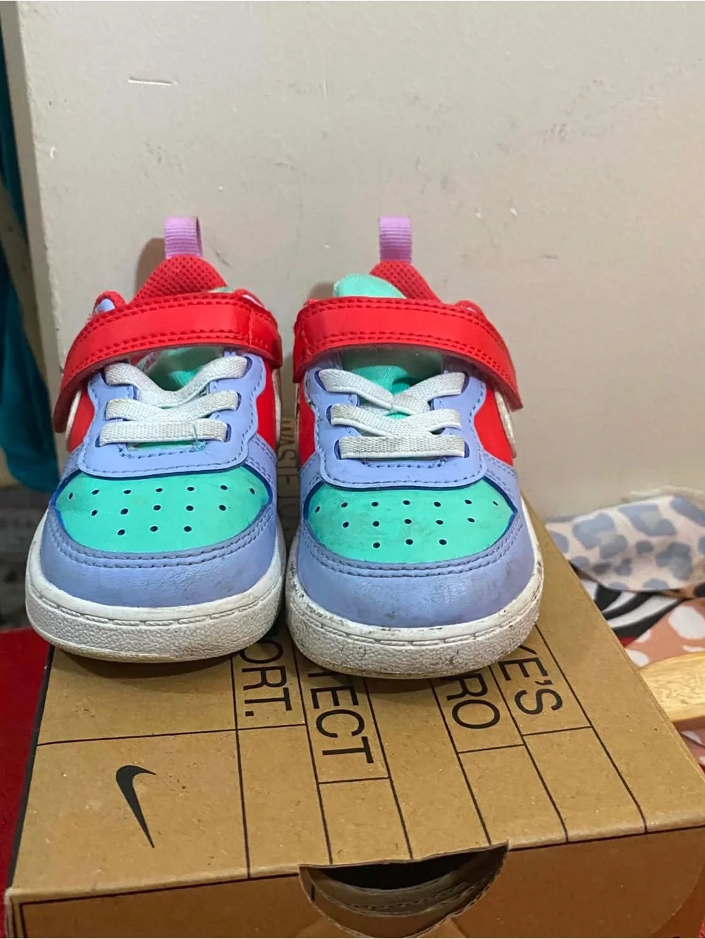 Nike Kids Red and White Velcro Sneakers